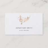 Muziekdocent Gold Treble Clef Modern White Visitekaartje (Voorkant)