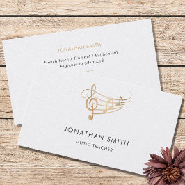 Muziekdocent Gold Treble Clef Modern White Visitekaartje