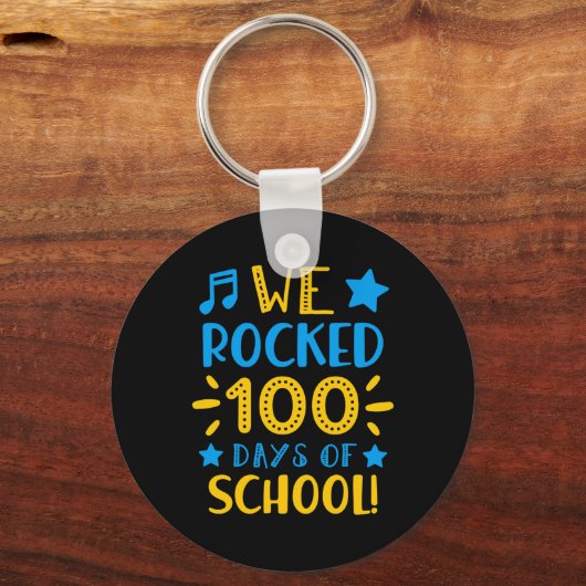 Muziekdocent - Happy 100th Day of School We Rocke Sleutelhanger (Voorkant)