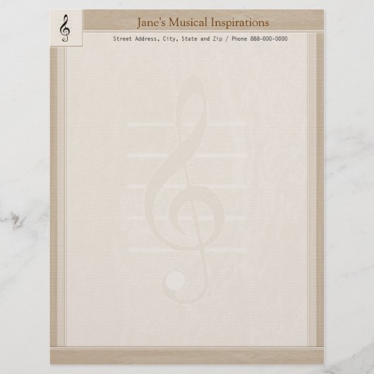 Muziekdocent Letterhead Briefpapier Briefhoofd (Voorkant)