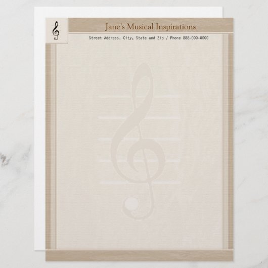 Muziekdocent Letterhead Briefpapier Briefhoofd (Voorkant / Achterkant)