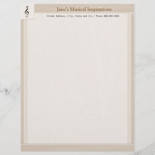Muziekdocent Letterhead Briefpapier Briefhoofd Sjabloon (Voorkant)