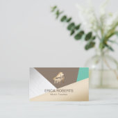 Muziekdocent Moderne gouden piano trendy musical Visitekaartje (Staand voorkant)