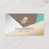 Muziekdocent Moderne gouden piano trendy musical Visitekaartje (Voorkant)