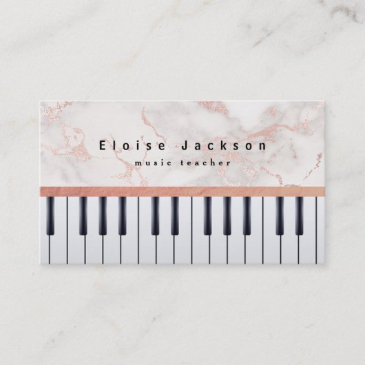 muziekdocent pianist elegant roze marmer visitekaartje (Voorkant)