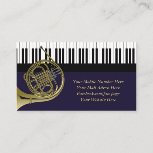 Muziekdocent Piano Keys Frans Horn Professional Visitekaartje (Achterkant)