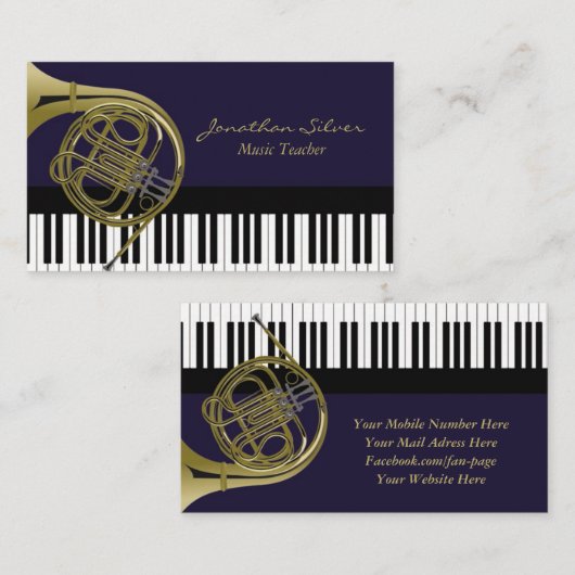 Muziekdocent Piano Keys Frans Horn Professional Visitekaartje (Voorkant / Achterkant)