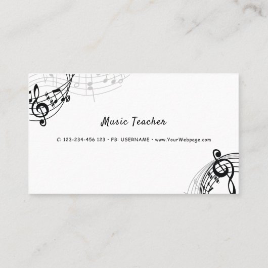 Muziekdocent privélessen visitekaartje (Achterkant)