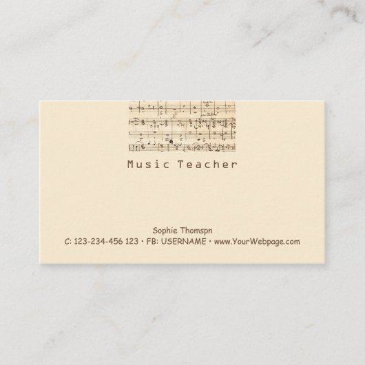 Muziekdocent privélessen visitekaartje (Voorkant)