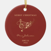 Muziekdocent Rood Goud Elegante Kerst Keramisch Ornament (Voorkant)