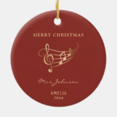 Muziekdocent Rood Goud Elegante Kerst Keramisch Ornament (Achterkant)