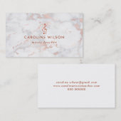 Muziekdocent roos Gold Clef op roze marmer Visitekaartje (Voorkant / Achterkant)