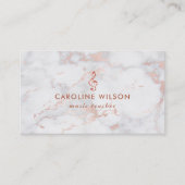 Muziekdocent roos Gold Clef op roze marmer Visitekaartje (Voorkant)