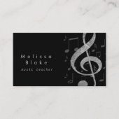 Muziekdocent Silver Grey Treble Visitekaartje (Voorkant)