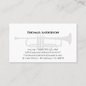 Muziekdocent trompet minimalistisch monochroom visitekaartje (Achterkant)