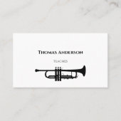 Muziekdocent trompet minimalistisch monochroom visitekaartje (Voorkant)