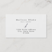 Muziekdocent zwarte gitaar op roze marmer visitekaartje (Achterkant)