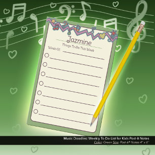 Muziekdoodles: Wekelijkse takenlijst voor kinderen Post-it® Notes