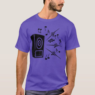 Muziekdoos met luide muziek die muziek laat zien a t-shirt
