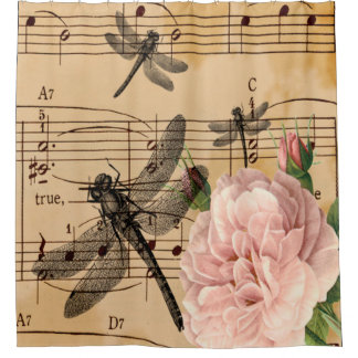 Muziekdragonfly-douchergordijn Douchegordijn