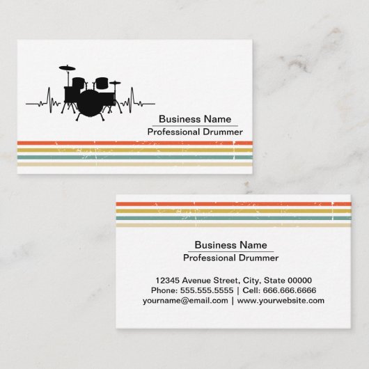 Muziekdrummer Visitekaartje (Voorkant / Achterkant)