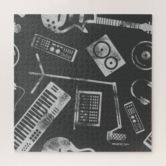 Muziekelementen: naadloze achtergrond. legpuzzel (Horizontaal)