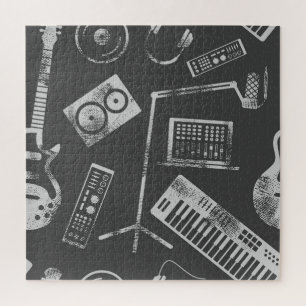 Muziekelementen: naadloze achtergrond. legpuzzel