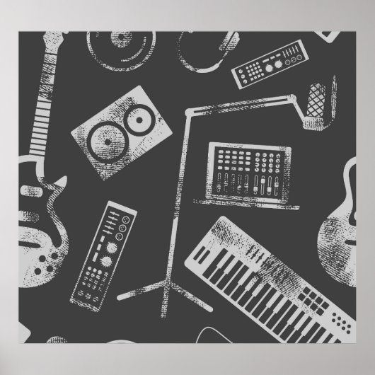 Muziekelementen: naadloze achtergrond. poster (Voorkant)