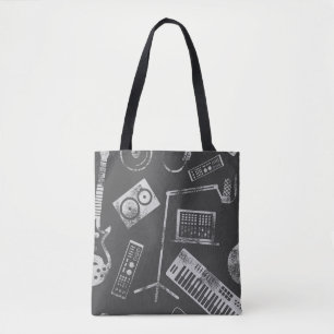Muziekelementen: naadloze achtergrond. tote bag