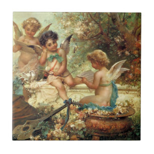 Muziekengel door Hans Zatzka, Victoriaanse Schone  Tegeltje