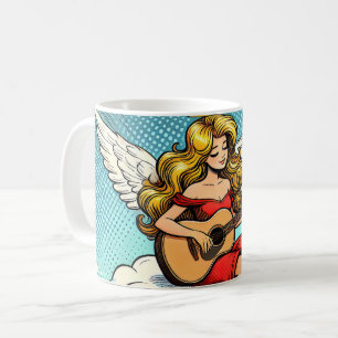 Muziekengel met gitaar koffiemok