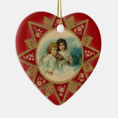 MUZIEKENGELEN IN ROOD HART KERAMISCH ORNAMENT (Rechts)