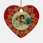 MUZIEKENGELEN IN ROOD HART KERAMISCH ORNAMENT (Achterkant)