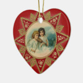MUZIEKENGELEN IN ROOD HART KERAMISCH ORNAMENT (Links)