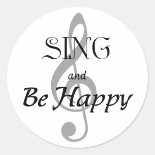 Muziekexpressie "SING and Be Happy" Ronde Sticker