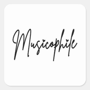 Muziekfan Typo met Hartjes Zwart Schrift Vierkante Sticker