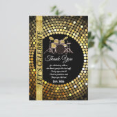 muziekfeest, drum set volwassene, bedankt kaart (Staand voorkant)