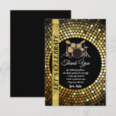 muziekfeest, drum set volwassene, bedankt kaart (Voorkant / Achterkant)