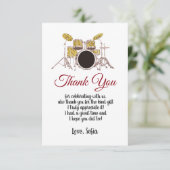 muziekfeest, drum set volwassene, bedankt kaart (Staand voorkant)