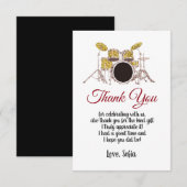 muziekfeest, drum set volwassene, bedankt kaart (Voorkant / Achterkant)