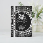 muziekfeest, drum set volwassene, bedankt kaart (Staand voorkant)