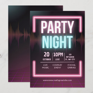 Muziekfeest Uitnodiging, Feestelijke Nacht Flyer Kaart