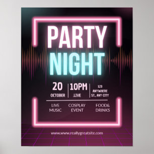 Muziekfeest Uitnodiging, Feestelijke Nacht Flyer Poster