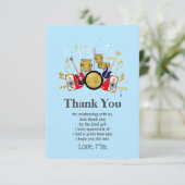 muziekfeestje guitar drum set musical bedankt kaar (Staand voorkant)