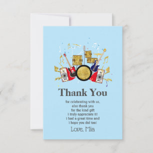 muziekfeestje guitar drum set musical bedankt kaar