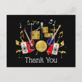 muziekfeestje guitar drum set musical bedankt kaar uitnodiging briefkaart (Voorkant)