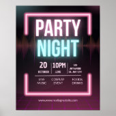 Muziekfeestuitnodiging, Feestavondflyer Poster (Voorkant)