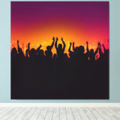 Muziekfestival concert publiek silhouet mensen han canvas afdruk (Insitu (Houten vloer))