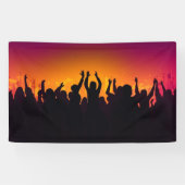 Muziekfestival concert publiek silhouet mensen han spandoek (Horizontaal)