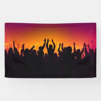 Muziekfestival concert publiek silhouet mensen han spandoek